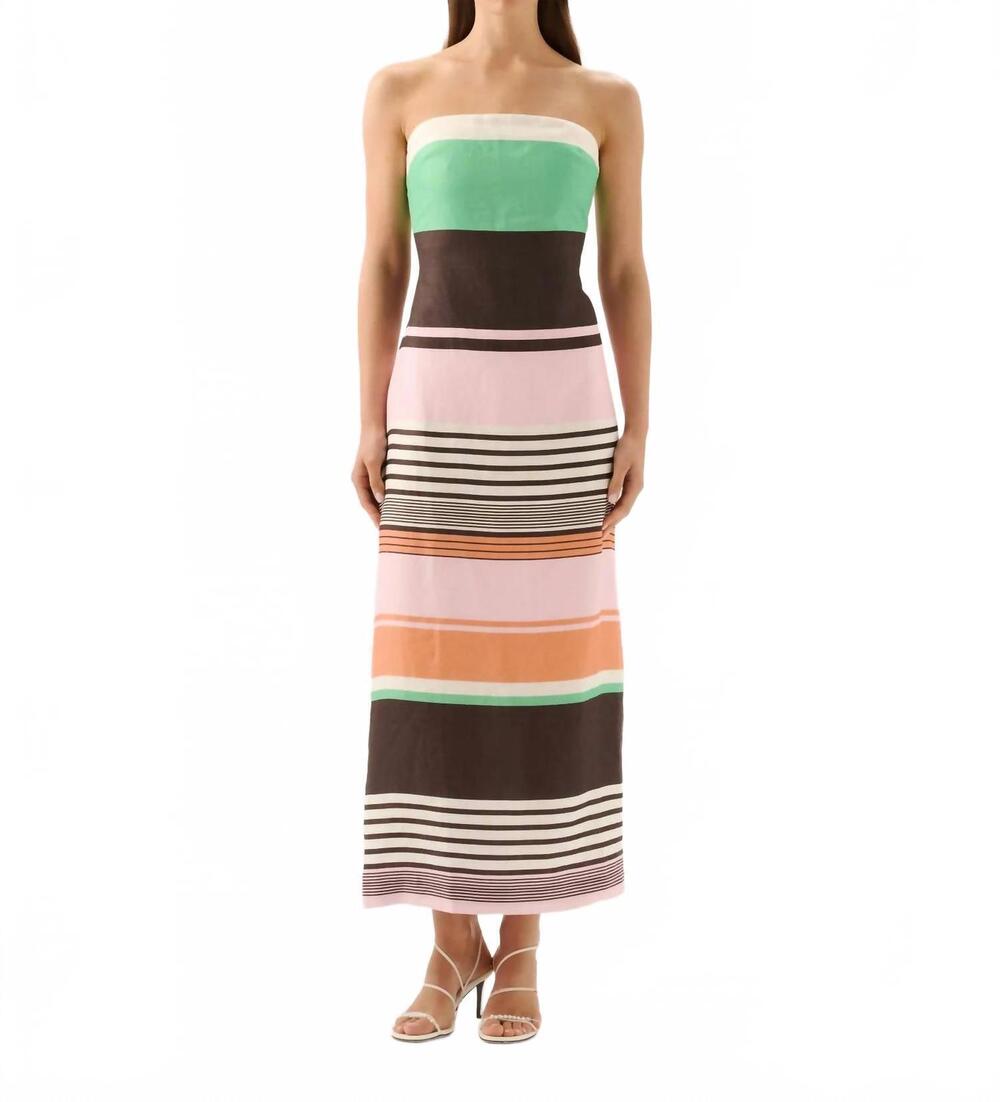 NEW ROAME frieda strapless dress in tango stripe